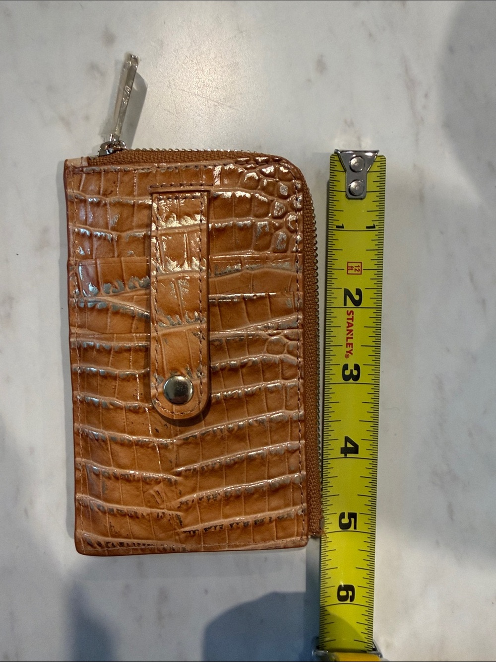 Brahmin Croc-Embossed Leather Card Wallet - Brown